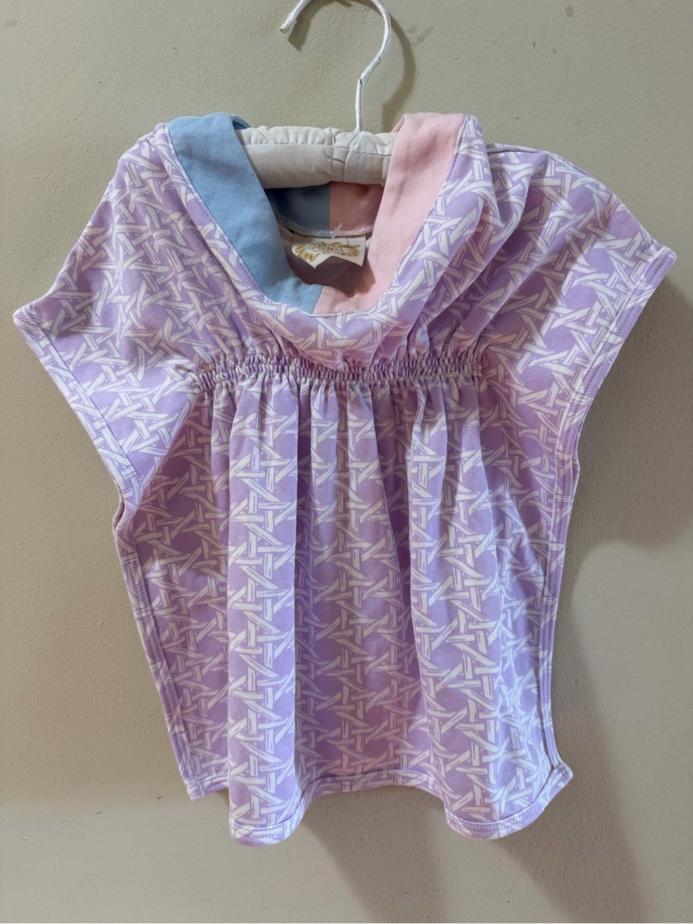 The Beaufort Bonnet Co. Tabby Swim cover up Lavender Geometric Colorblock Collar